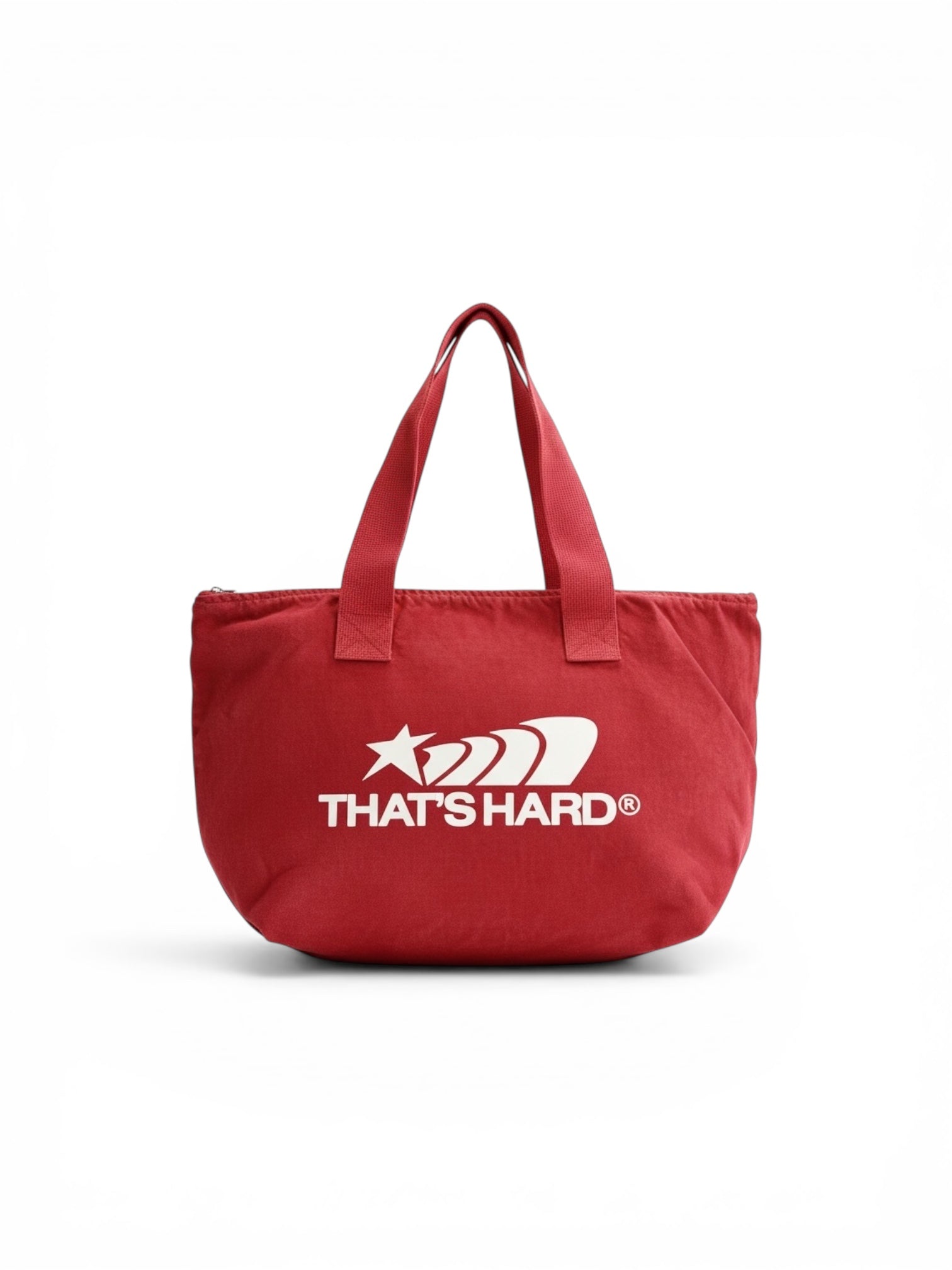 That’s Hard Logo Zip Tote // Dark Red
